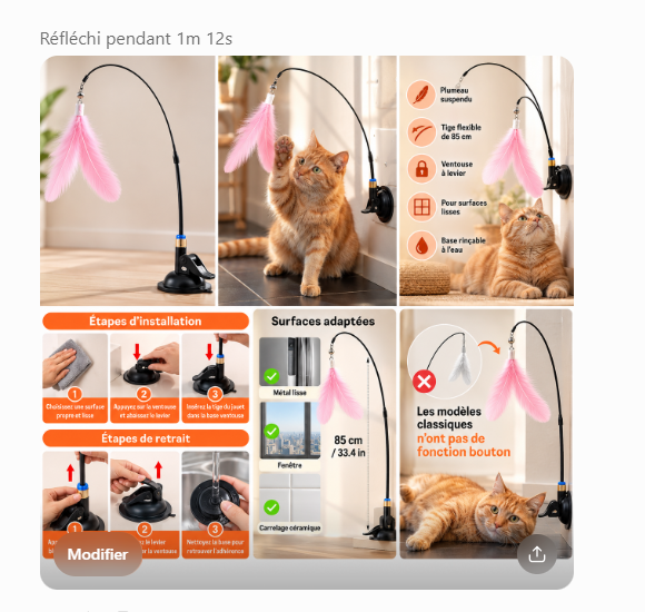 La Plume Folle - le plumeau sur ventouse qui invite votre chat à jouer