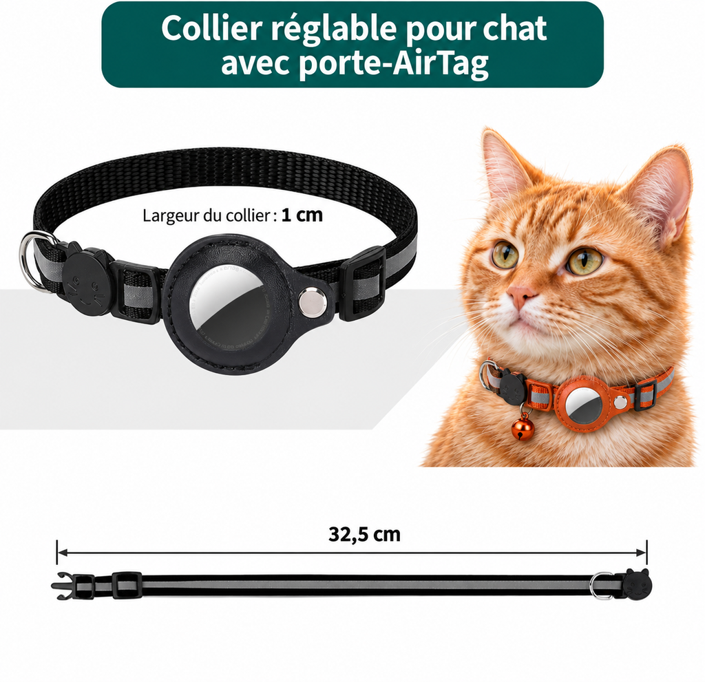 Le Collier Pas Perdu - Le collier pour chat avec emplacement traceur "AirTag"