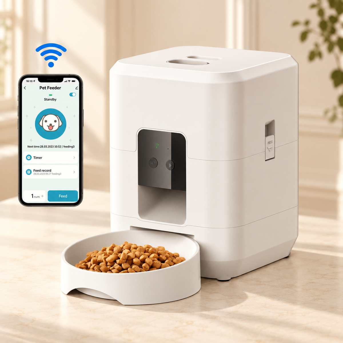 Croc’Minute – Distributeur automatique de croquettes pour chien et chat
