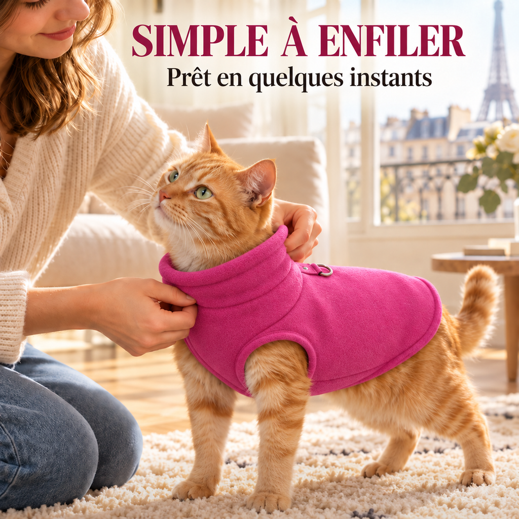 Croc’Polaire – Gilet polaire chaud pour petit chien avec anneau