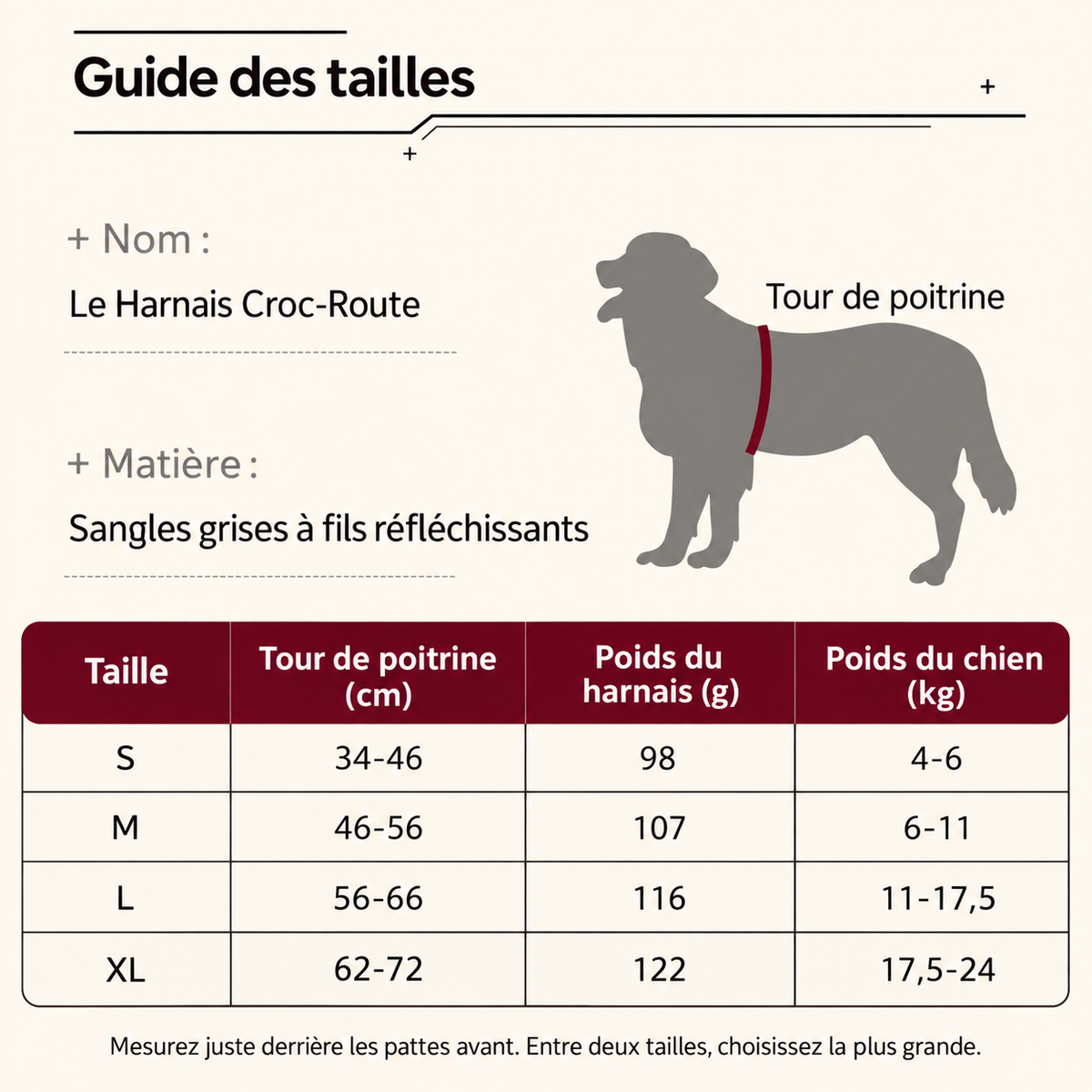 Le Harnais Croc-Route - Harnais pour Chien Réfléchissant