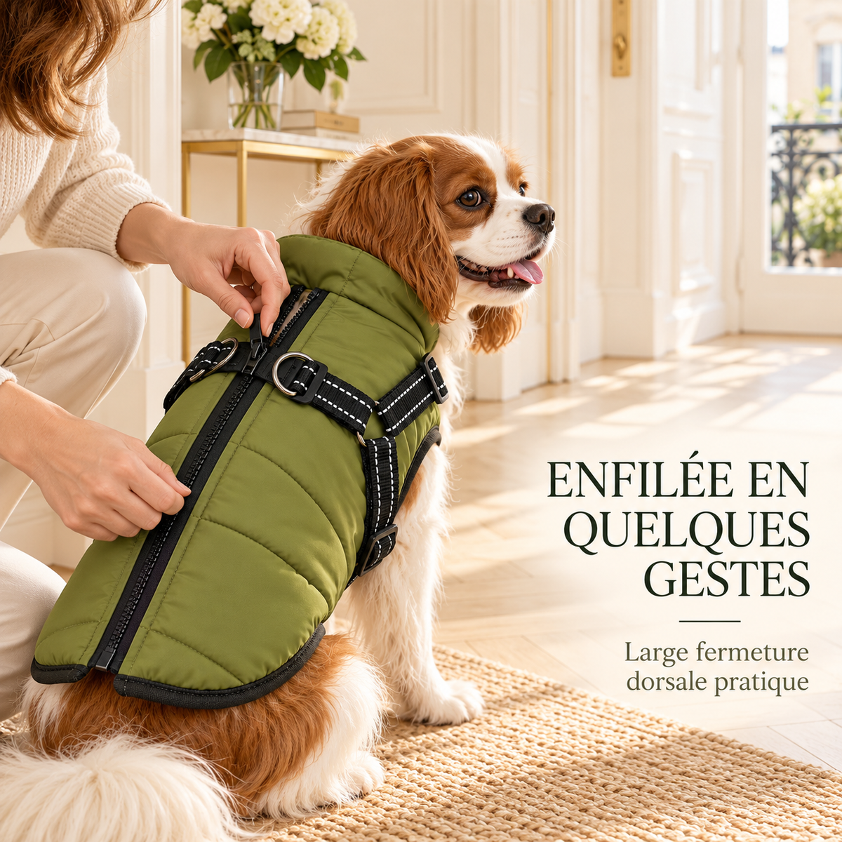 Doudoune Croc’Chaud – Manteau imperméable avec harnais intégré pour chien