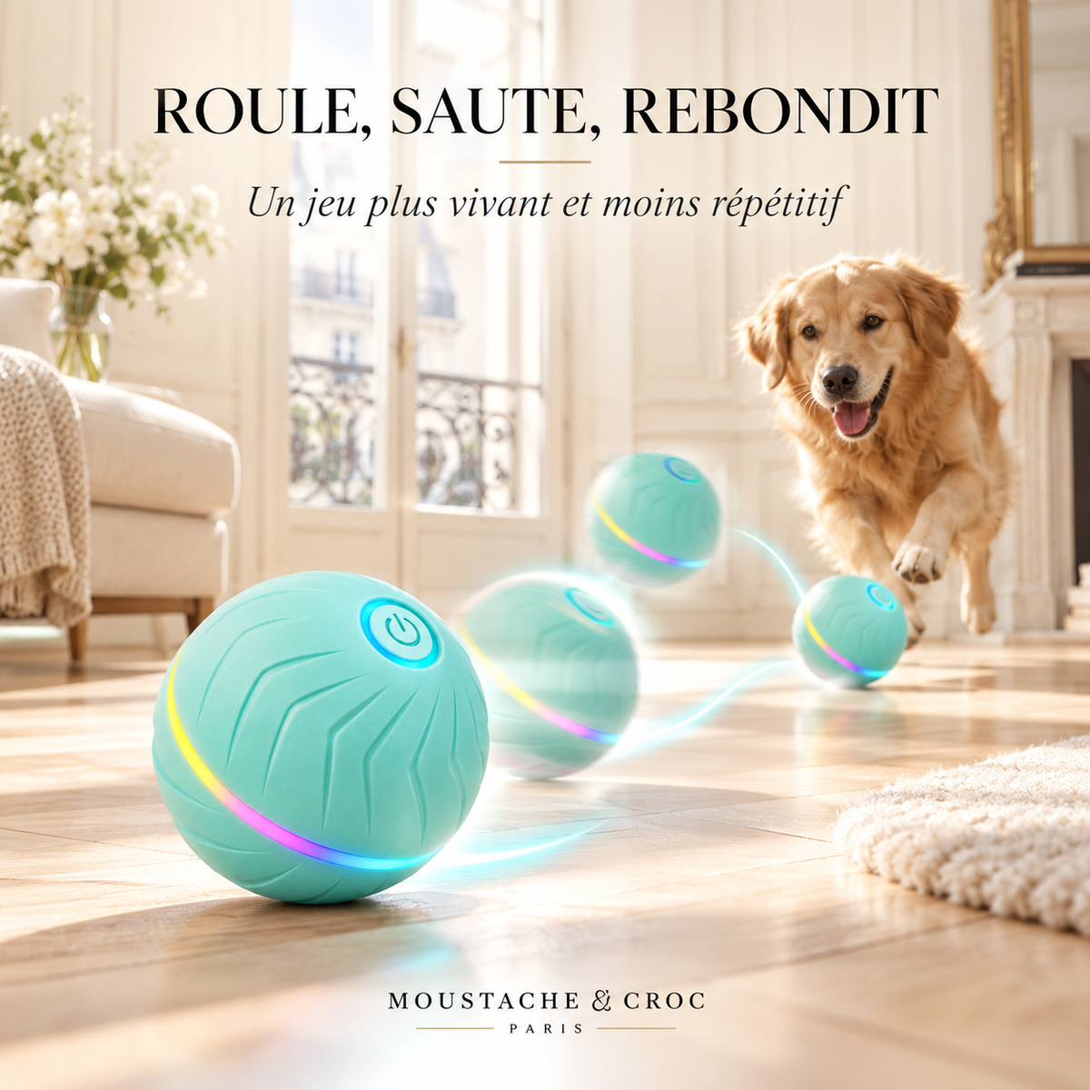 Croc’Rebond – Balle interactive intelligente pour chien et chat