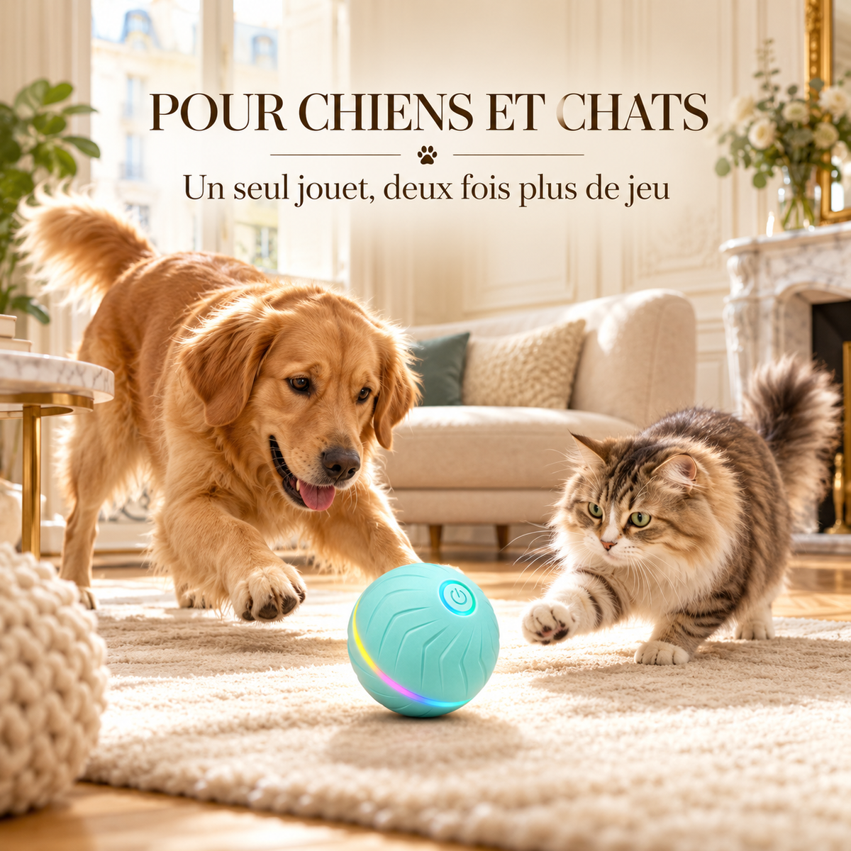 Croc’Rebond – Balle interactive intelligente pour chien et chat