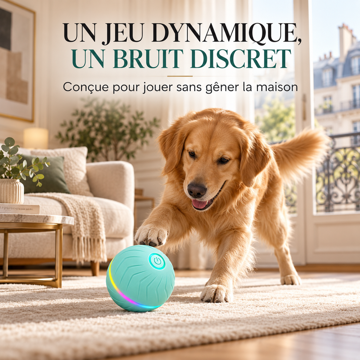 Croc’Rebond – Balle interactive intelligente pour chien et chat