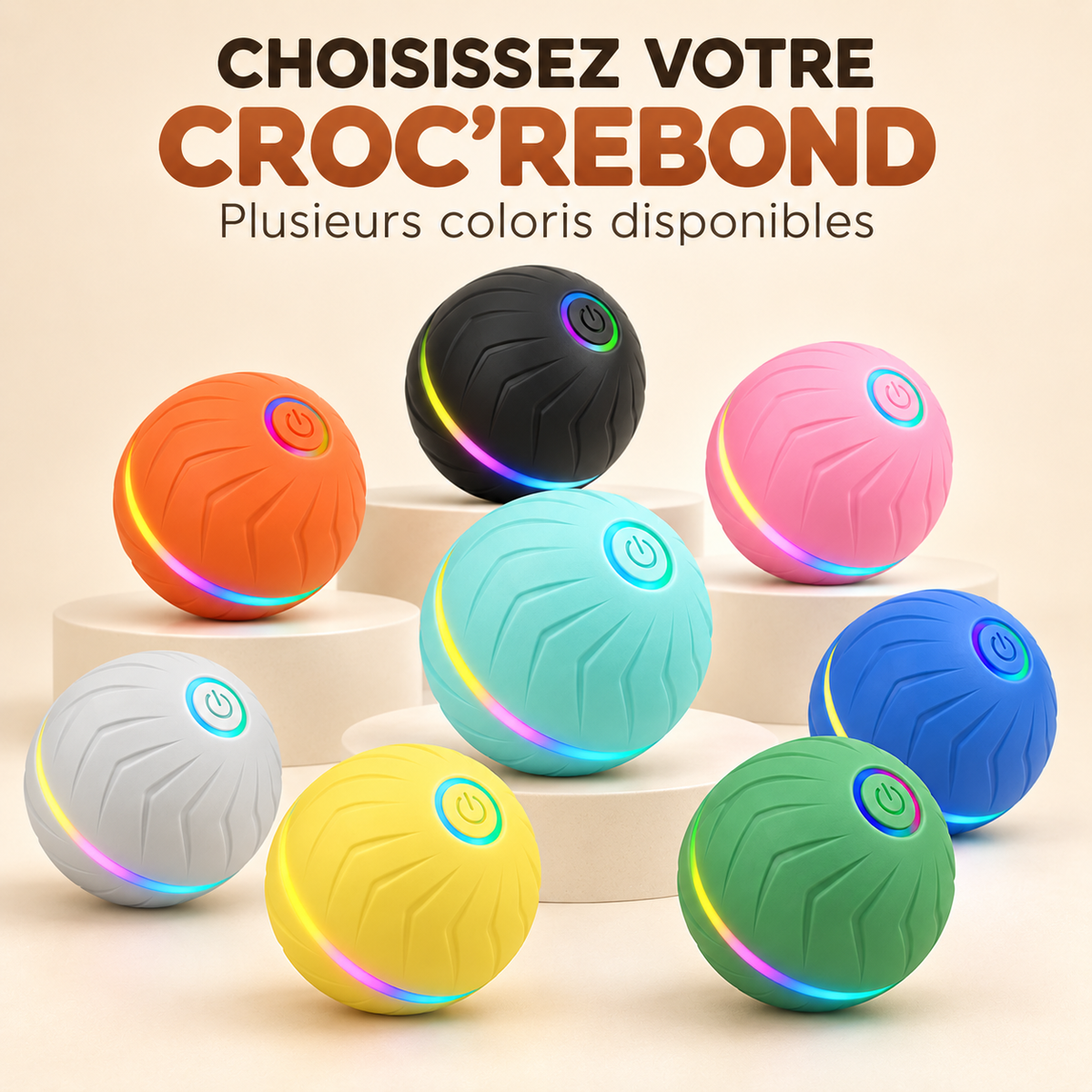 Croc’Rebond – Balle interactive intelligente pour chien et chat