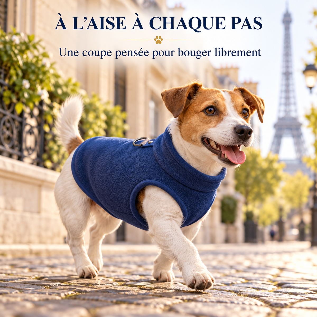 Croc’Polaire – Gilet polaire chaud pour petit chien avec anneau