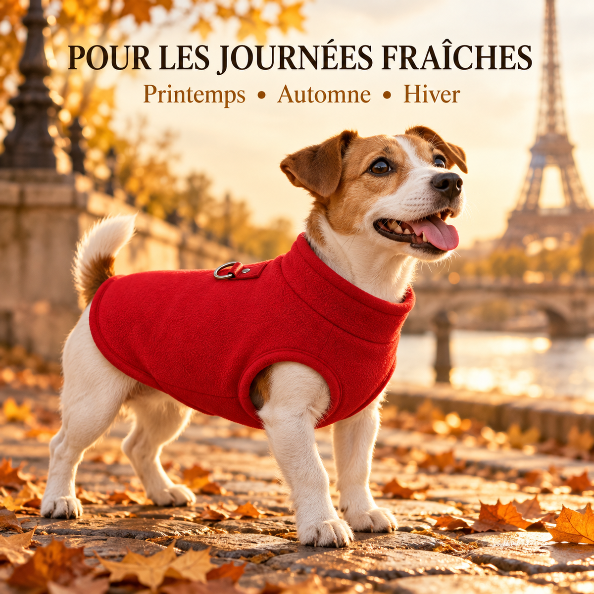Croc’Polaire – Gilet polaire chaud pour petit chien avec anneau