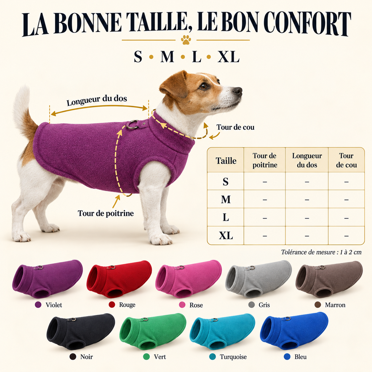 Croc’Polaire – Gilet polaire chaud pour petit chien avec anneau