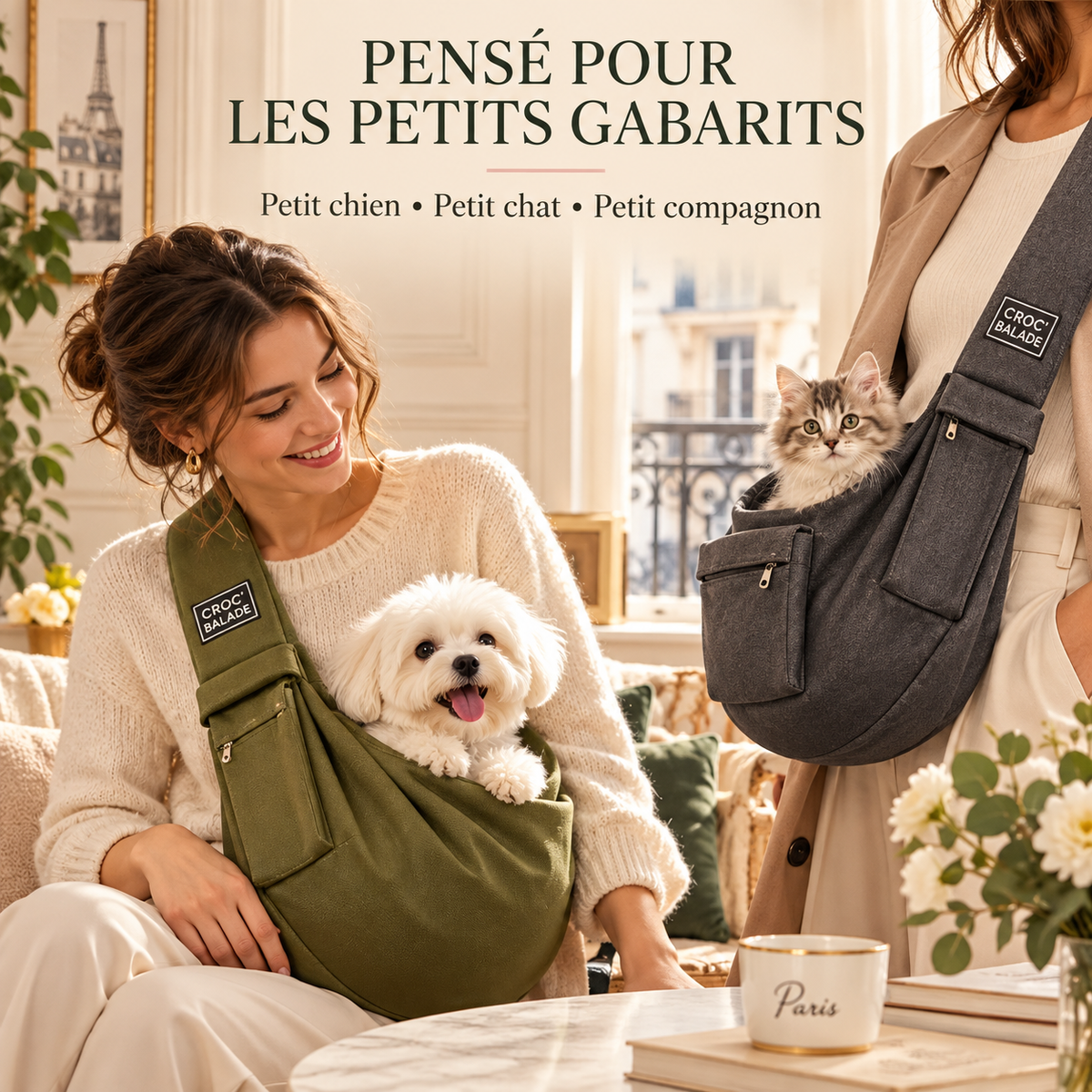 Croc’Balade – Sac bandoulière de transport pour petit chien et chat