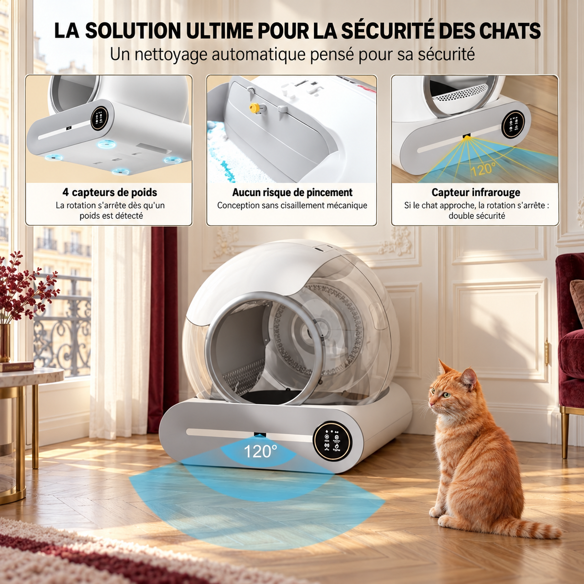 La Litière Croc-Propre - 65L Autonettoyante connectée avec désodorisation Ionique