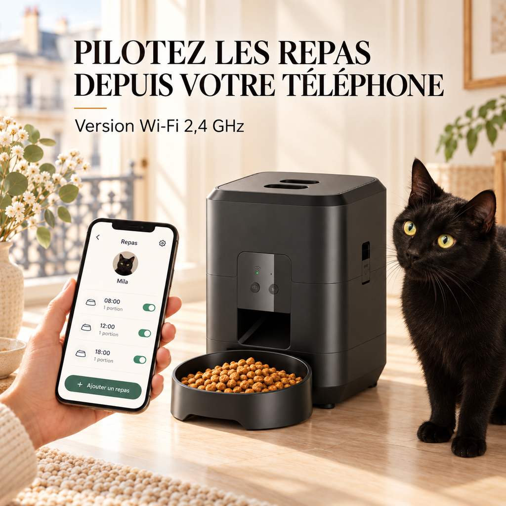 Croc’Minute – Distributeur automatique de croquettes pour chien et chat