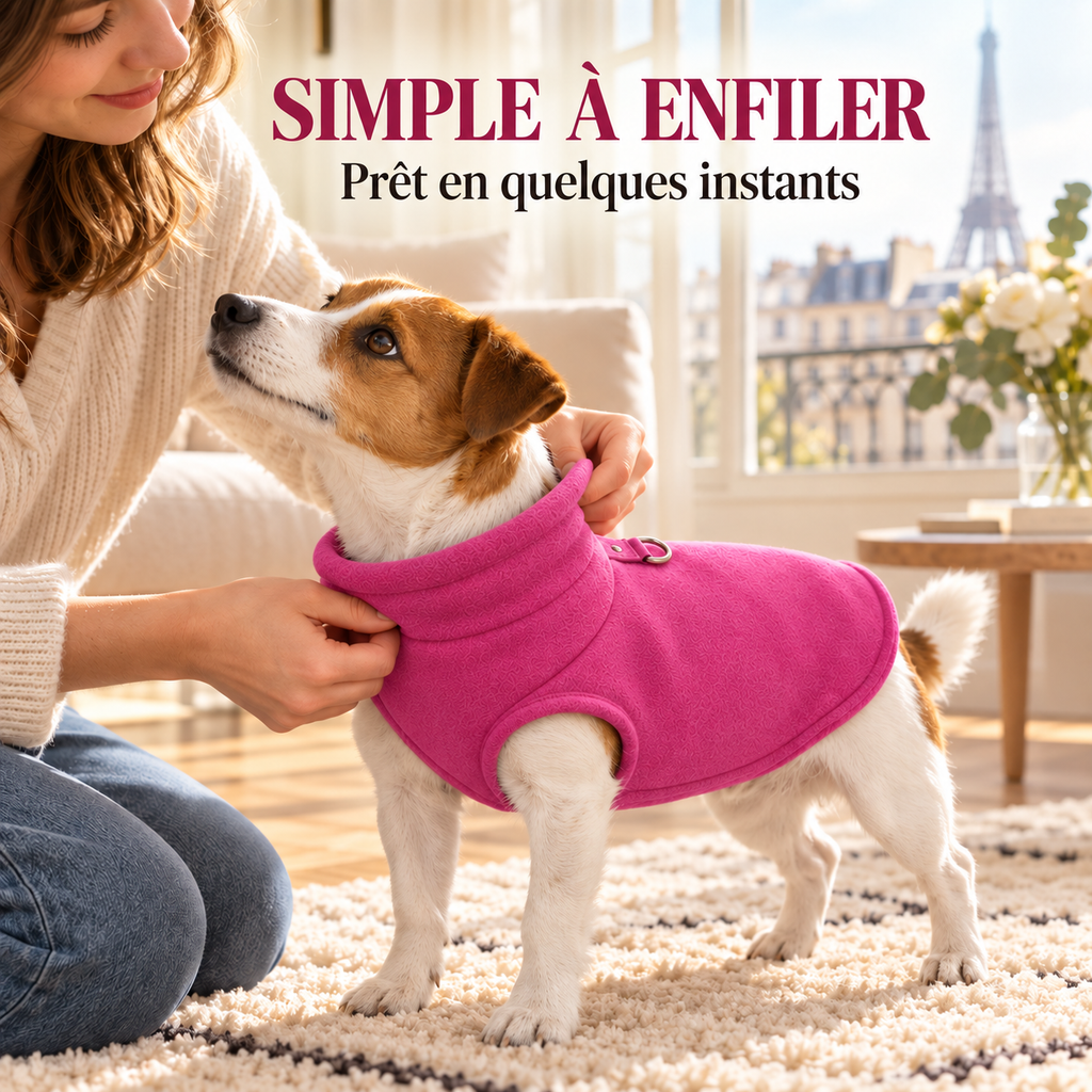 Croc’Polaire – Gilet polaire chaud pour petit chien avec anneau