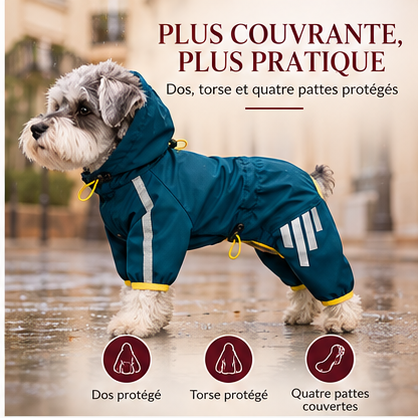 Croc’Pluie – Combinaison imperméable réfléchissante pour chien