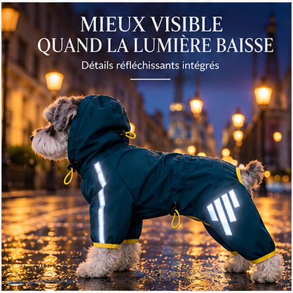 Croc’Pluie – Combinaison imperméable réfléchissante pour chien