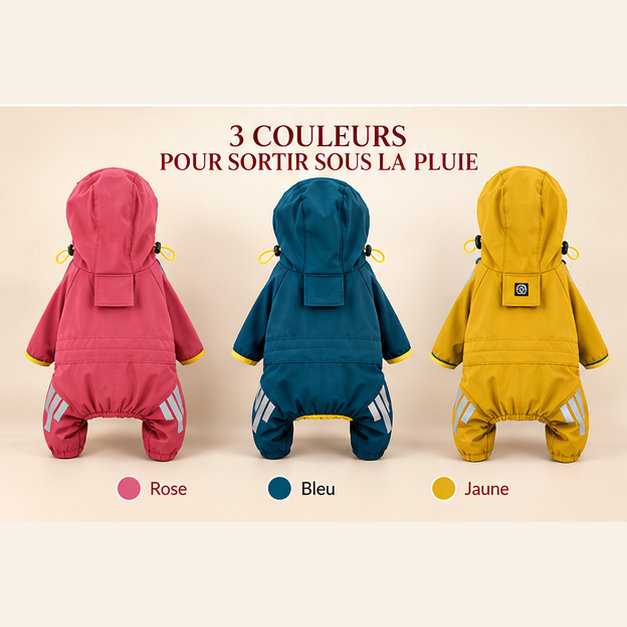 Croc’Pluie – Combinaison imperméable réfléchissante pour chien