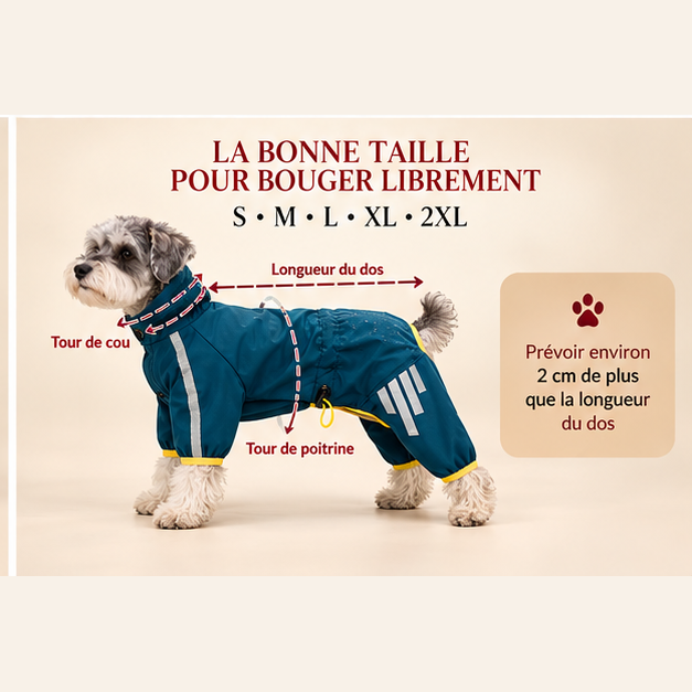 Croc’Pluie – Combinaison imperméable réfléchissante pour chien